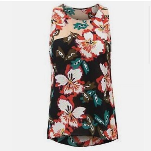Cabi Black Red Colorful Hibiscus Floral Print Lightweight Sleeveless Tank Blouse - Picture 5 of 16